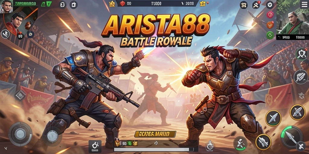 Tampilan seru gameplay ARISTA88 dalam pertempuran Battle Royale.