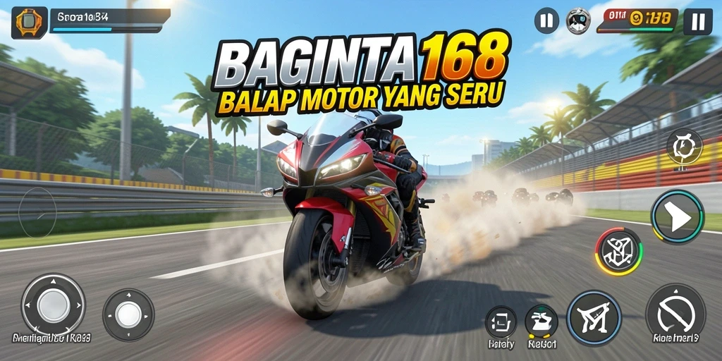 Tampilan gameplay seru dari BAGINTA168 saat balapan motor.