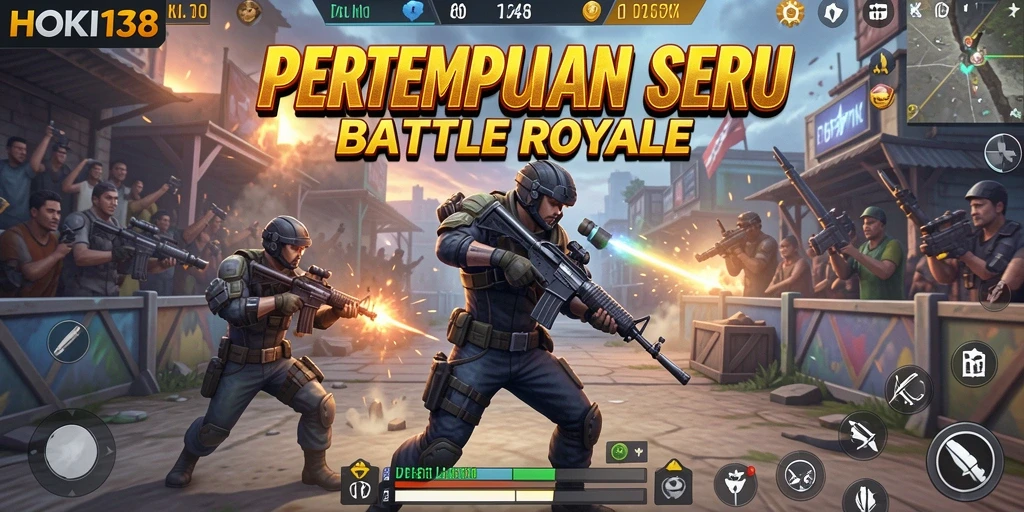 Tangkapan layar HOKI138 menampilkan aksi seru di permainan Battle Royale.