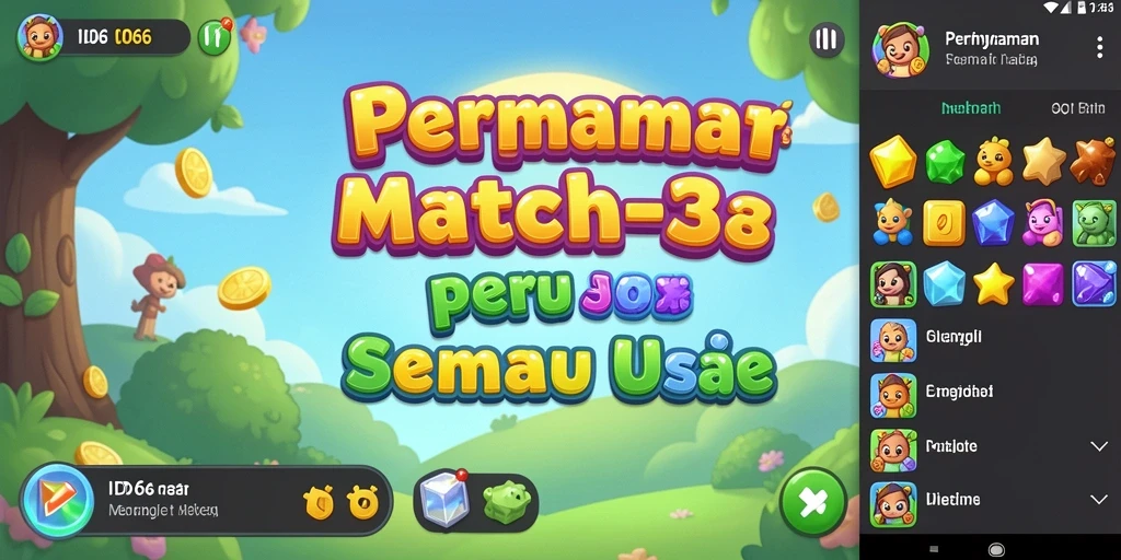 Tangkapan layar permainan Match-3 ID66 dengan grafis cerah dan gameplay seru.
