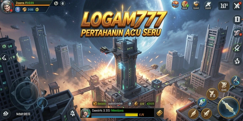 Tampilkan aksi seru gameplay LOGAM777 saat melawan gelombang musuh.