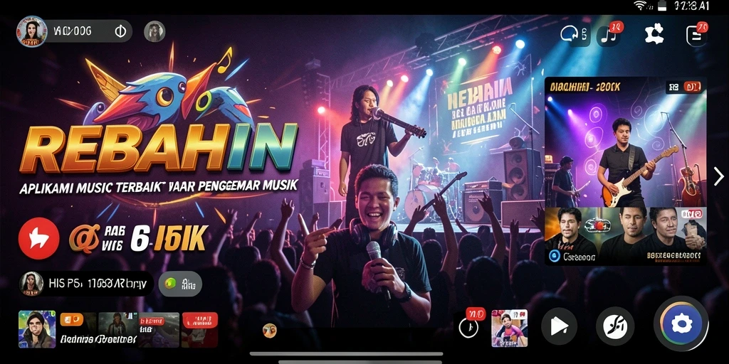 Screenshot gameplay REBAHIN menampilkan antarmuka aplikasi dan pilihan lagu.