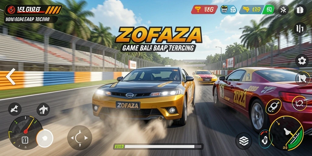 Gameplay ZOFAZA yang mendebarkan saat balapan di trek.